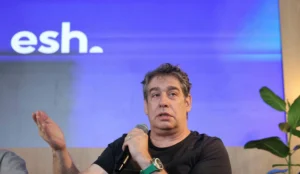 نير تسوك، في حفل إطلاق بنك آش، هذا الصباح. تصوير: تومر أبلباوم