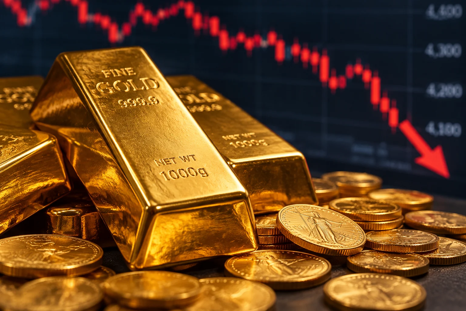 الذهب يهبط بنحو 3% ويفقد أكثر من 100 دولار للأونصة