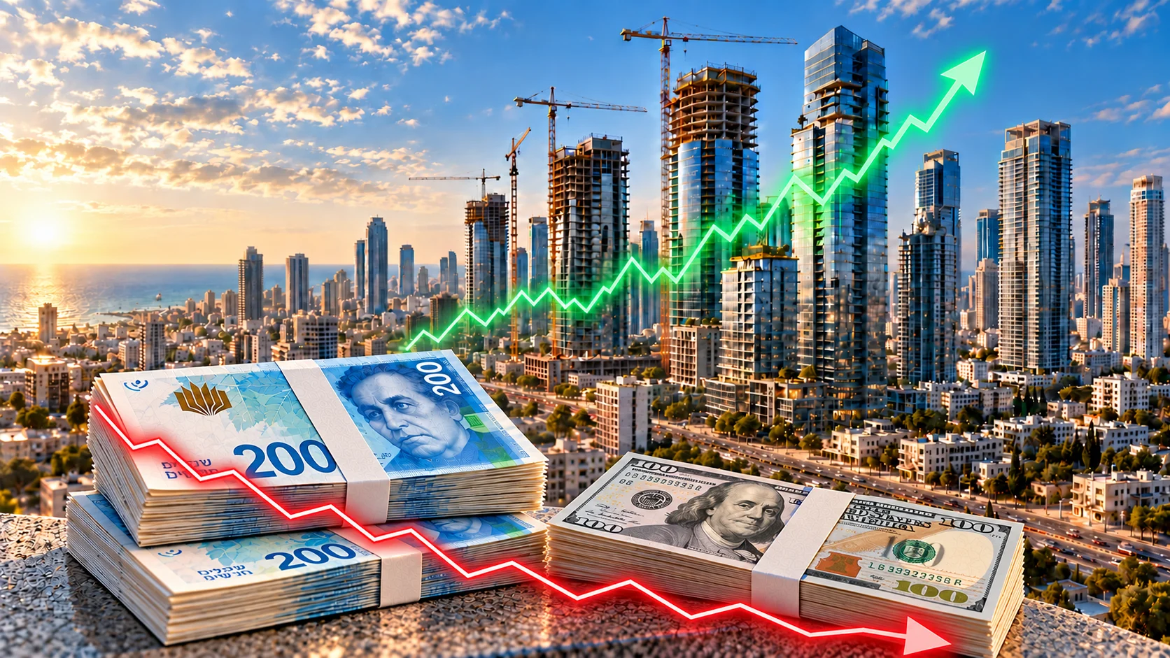 أسهم البناء تقود مكاسب بورصة تل أبيب.. والشيكل عند أدنى مستوى في شهرين