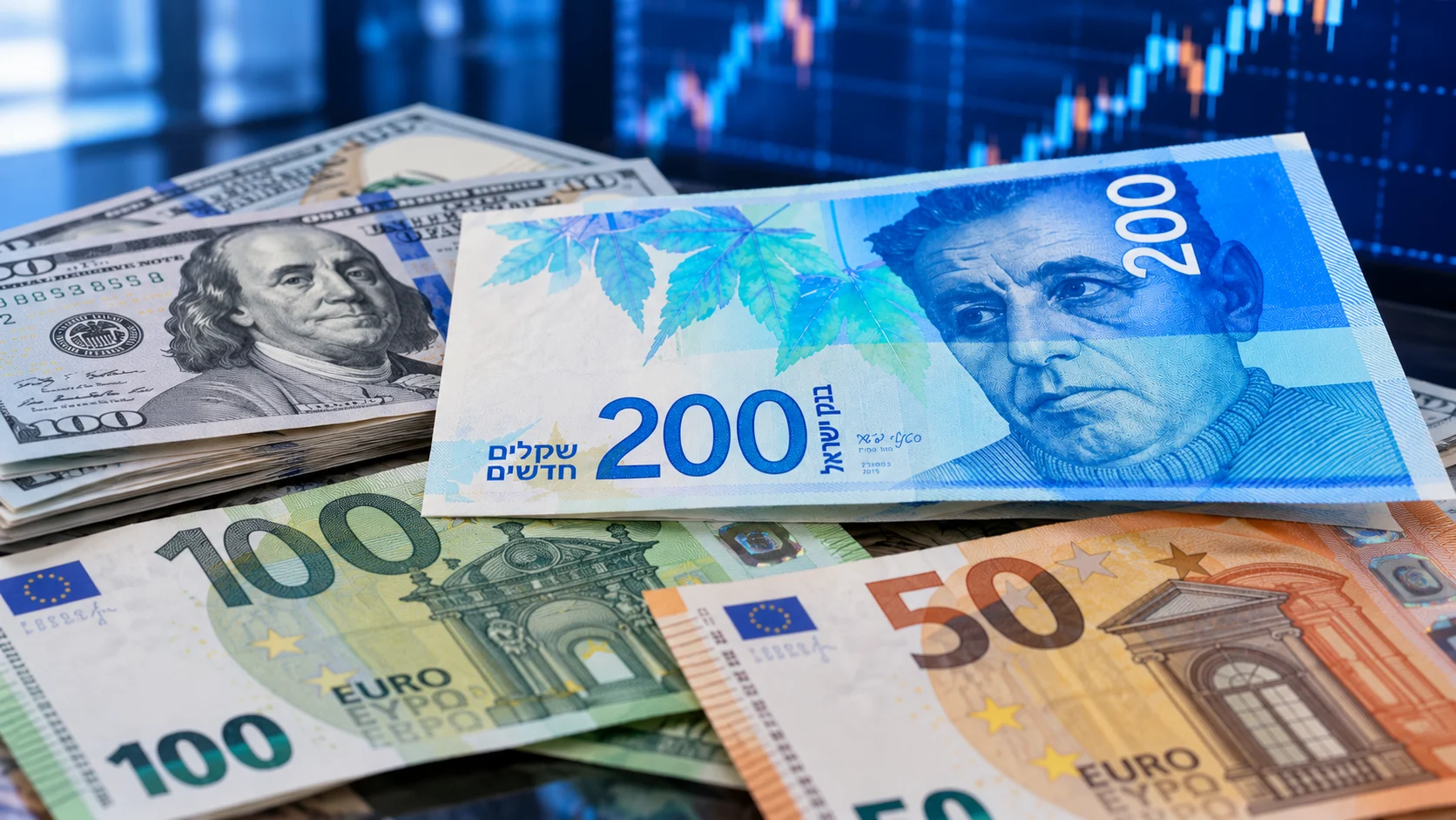 الدولار يتراجع إلى 3.10 شيكل واليورو والإسترليني يرتفعان